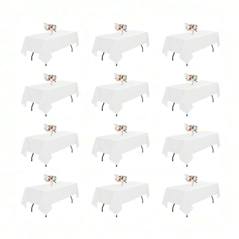 6/10/12 Pack White Rectangle Tablecloths, 60 X 102 Inch Table Cover Size, Fits 6 Ft Tables, Washable Polyester Fabric Table Cloths For Wedding, Party & Banquet