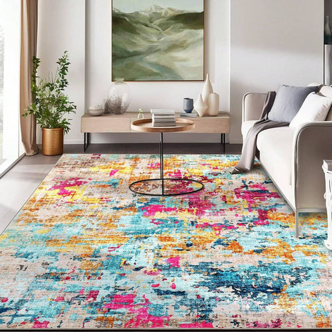 Washable Rug Area Rugs Large Modern Area Rug For Bedroom Indoor Soft Rug Accent Rug Non Slip Low Pile Throw Carpet For Dining Room Office, Living Room Rug